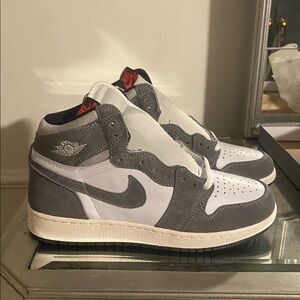Jordan Kids gray and White Sneakers